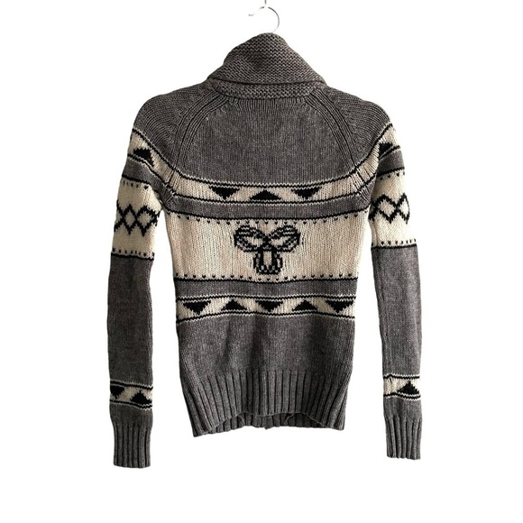 ARITZIA Tna Sea to Sky Wool Full Zip Front Cardigan Sweater Grey Cream S - Picture 2 of 4